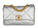 Chanel 19 Metallic Silver Single Flap Bag - Shop Prestige