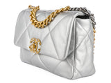 Chanel 19 Metallic Silver Single Flap Bag - Shop Prestige