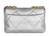 Chanel 19 Metallic Silver Single Flap Bag - Shop Prestige