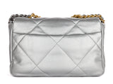 Chanel 19 Metallic Silver Single Flap Bag - Shop Prestige