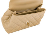Chanel Beige Caviar & Lizard Embossed Coco Top Handle Bag - Shop Prestige