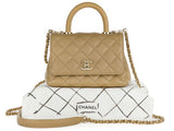 Chanel Beige Caviar & Lizard Embossed Coco Top Handle Bag - Shop Prestige