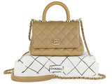 Chanel Beige Caviar & Lizard Embossed Coco Top Handle Bag - Shop Prestige