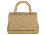 Chanel Beige Caviar & Lizard Embossed Coco Top Handle Bag - Shop Prestige