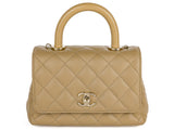 Chanel Beige Caviar & Lizard Embossed Coco Top Handle Bag - Shop Prestige