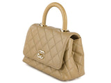 Chanel Beige Caviar & Lizard Embossed Coco Top Handle Bag - Shop Prestige