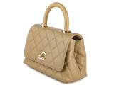 Chanel Beige Caviar & Lizard Embossed Coco Top Handle Bag - Shop Prestige