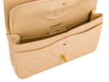 Chanel Beige Classic Medium Double Flap Caviar Bag - Shop Prestige