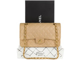 Chanel Beige Classic Medium Double Flap Caviar Bag - Shop Prestige