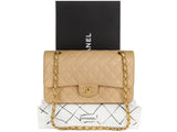 Chanel Beige Classic Medium Double Flap Caviar Bag - Shop Prestige