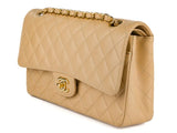 Chanel Beige Classic Medium Double Flap Caviar Bag - Shop Prestige