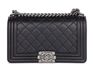 Chanel Black Leather Stiched Medium Boy Bag - Shop Prestige