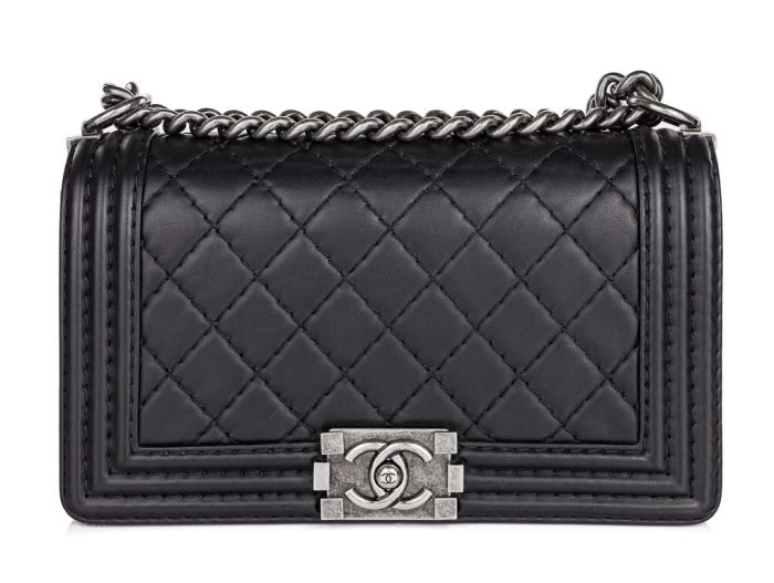 Chanel Black Leather Stiched Medium Boy Bag - Shop Prestige