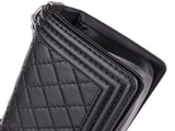 Chanel Black Leather Stiched Medium Boy Bag - Shop Prestige