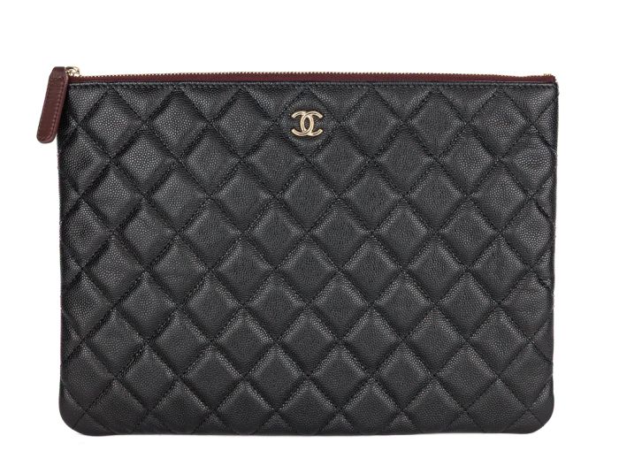 Chanel Black O Case Quilted Caviar Clutch - Shop Prestige