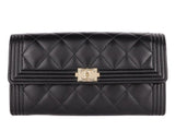 Chanel Black Quilted Lambskin Boy Flap Wallet - Shop Prestige
