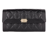 Chanel Black Quilted Lambskin Boy Flap Wallet - Shop Prestige