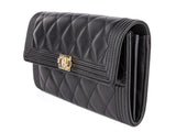 Chanel Black Quilted Lambskin Boy Flap Wallet - Shop Prestige