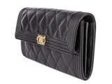 Chanel Black Quilted Lambskin Boy Flap Wallet - Shop Prestige