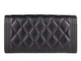 Chanel Black Quilted Lambskin Boy Flap Wallet - Shop Prestige