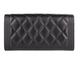 Chanel Black Quilted Lambskin Boy Flap Wallet - Shop Prestige