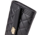 Chanel Black Quilted Lambskin Boy Flap Wallet - Shop Prestige