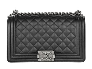 Chanel Boy Black Caviar Medium Single Flap Bag - Shop Prestige