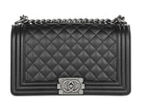 Chanel Boy Black Caviar Medium Single Flap Bag - Shop Prestige