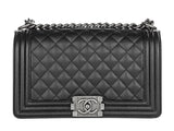 Chanel Boy Black Caviar Medium Single Flap Bag - Shop Prestige