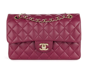 Chanel Burgundy Lambskin Classic Small Double Flap Bag - Shop Prestige