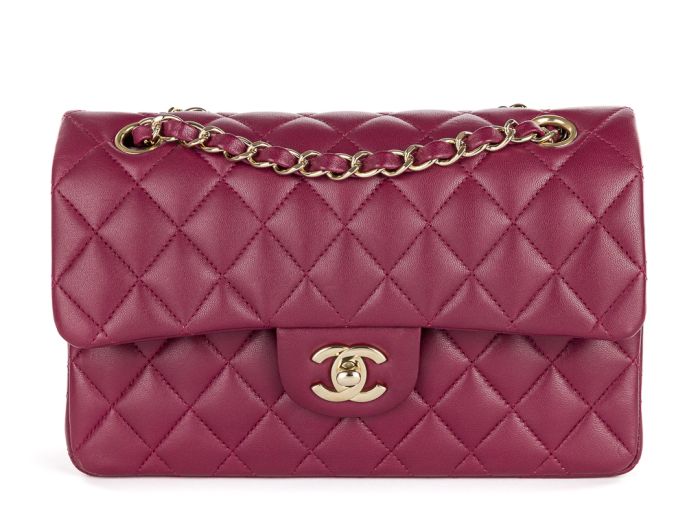 Chanel Burgundy Lambskin Classic Small Double Flap Bag - Shop Prestige