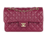 Chanel Burgundy Lambskin Classic Small Double Flap Bag - Shop Prestige