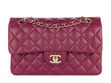 Chanel Burgundy Lambskin Classic Small Double Flap Bag - Shop Prestige