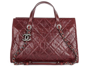 Chanel CC Crave Red Tote Quilted Glazed Caviar Bag - Shop Prestige