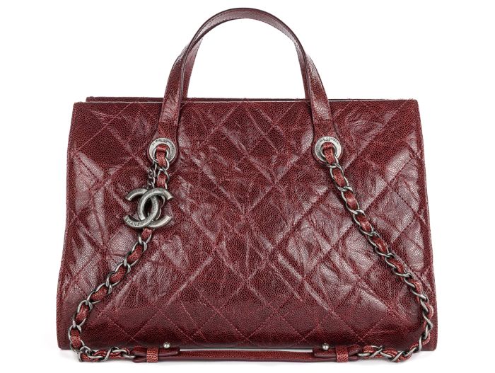 Chanel CC Crave Red Tote Quilted Glazed Caviar Bag - Shop Prestige