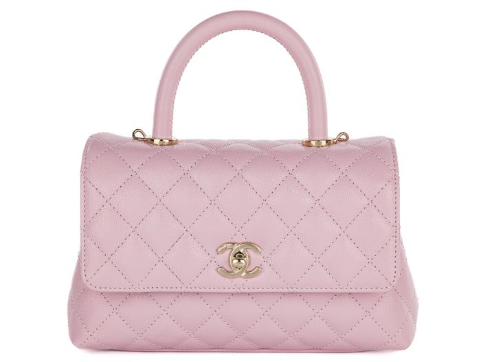 Chanel Caviar Pink Coco Top Handle Flap Bag - Shop Prestige