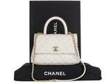Chanel Caviar White Coco Top Handle Flap Bag - Shop Prestige