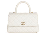 Chanel Caviar White Coco Top Handle Flap Bag - Shop Prestige