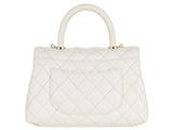 Chanel Caviar White Coco Top Handle Flap Bag - Shop Prestige