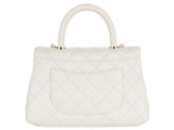 Chanel Caviar White Coco Top Handle Flap Bag - Shop Prestige