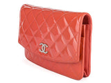 Chanel CC Coral Quilted Patent Wallet on Chain - Shop Prestige