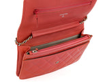 Chanel CC Coral Quilted Patent Wallet on Chain - Shop Prestige