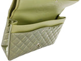 Chanel Green Straited Quilted Patent Leather Maxi Classic Double Flap Bag - Shop Prestige