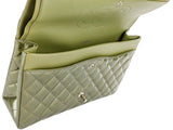 Chanel Green Straited Quilted Patent Leather Maxi Classic Double Flap Bag - Shop Prestige