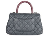 Chanel Grey Caviar & Lizard Embossed Coco Top Handle Bag - Shop Prestige