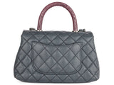 Chanel Grey Caviar & Lizard Embossed Coco Top Handle Bag - Shop Prestige