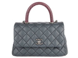 Chanel Grey Caviar & Lizard Embossed Coco Top Handle Bag - Shop Prestige
