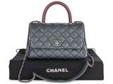 Chanel Grey Caviar & Lizard Embossed Coco Top Handle Bag - Shop Prestige