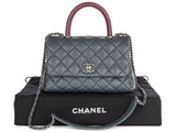 Chanel Grey Caviar & Lizard Embossed Coco Top Handle Bag - Shop Prestige