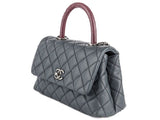 Chanel Grey Caviar & Lizard Embossed Coco Top Handle Bag - Shop Prestige
